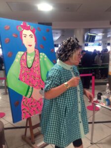 Live painting for Kimbo, "the coffee pose". Naples airport, Capodichino.