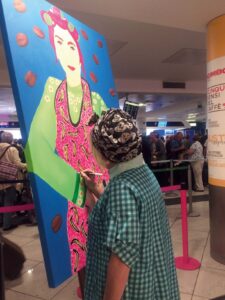 Live painting for Kimbo, "the coffee pose". Naples airport, Capodichino.