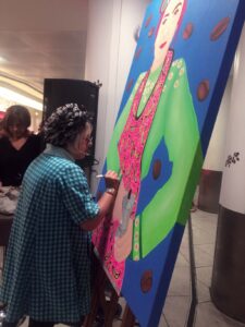 Live painting for Kimbo, "the coffee pose". Naples airport, Capodichino.