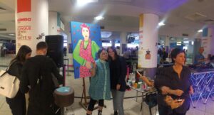 Live painting for Kimbo, "the coffee pose". Naples airport, Capodichino.