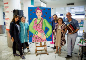 Live painting for Kimbo, "the coffee pose". Naples airport, Capodichino.