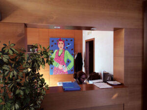 Live painting for Kimbo, "the coffee pose". Naples airport, Capodichino.