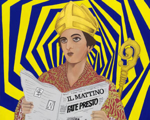 "A martyr to drink" (San Gennaro 2020) Single piece acrylic on canvas 150 cm x 100 cm (2020)