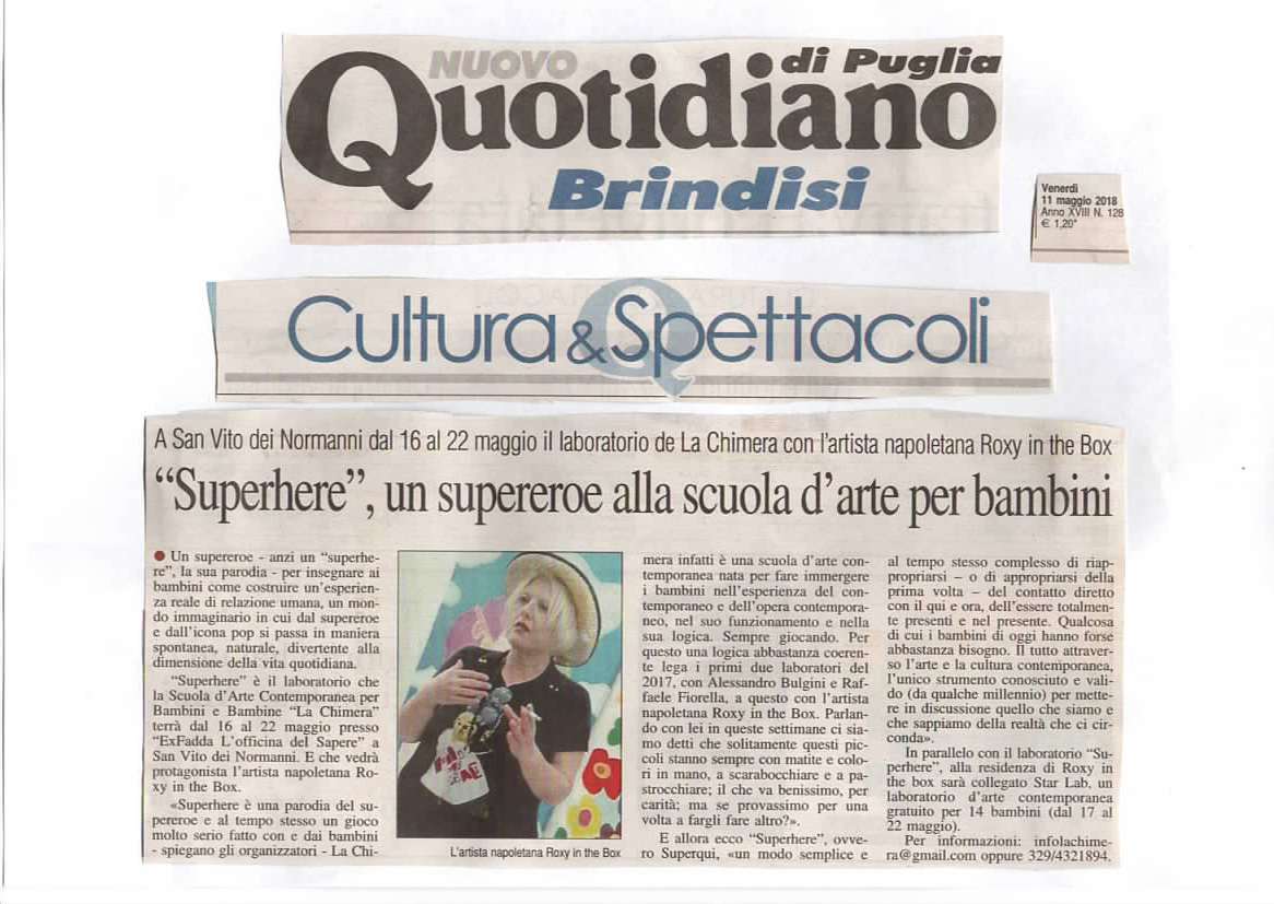 QUOTIDIANO - "SUPERHERE", UN SUPEREROE ALLA SCUOLA D'ARTE PER BAMBINI