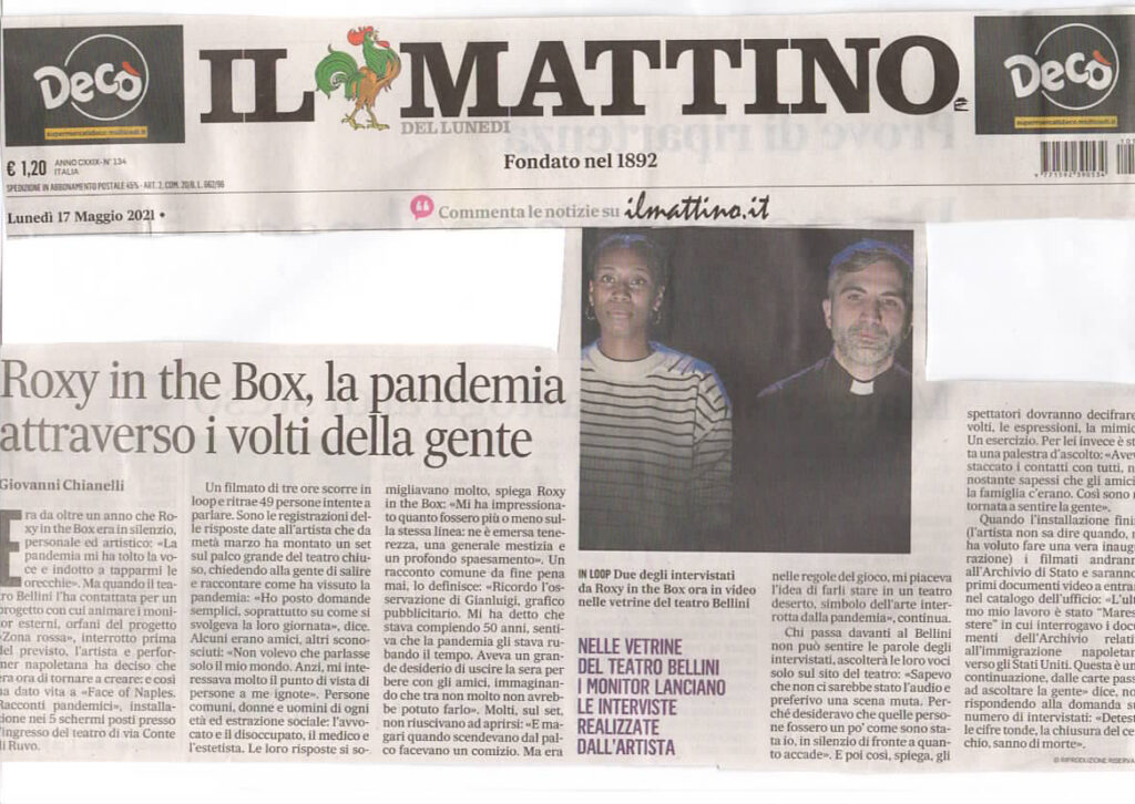 IL MATTINO - ROXY IN THE BOX, LA PANDEMIA ATTRAVERSO I VOLTI DELLA GENTE