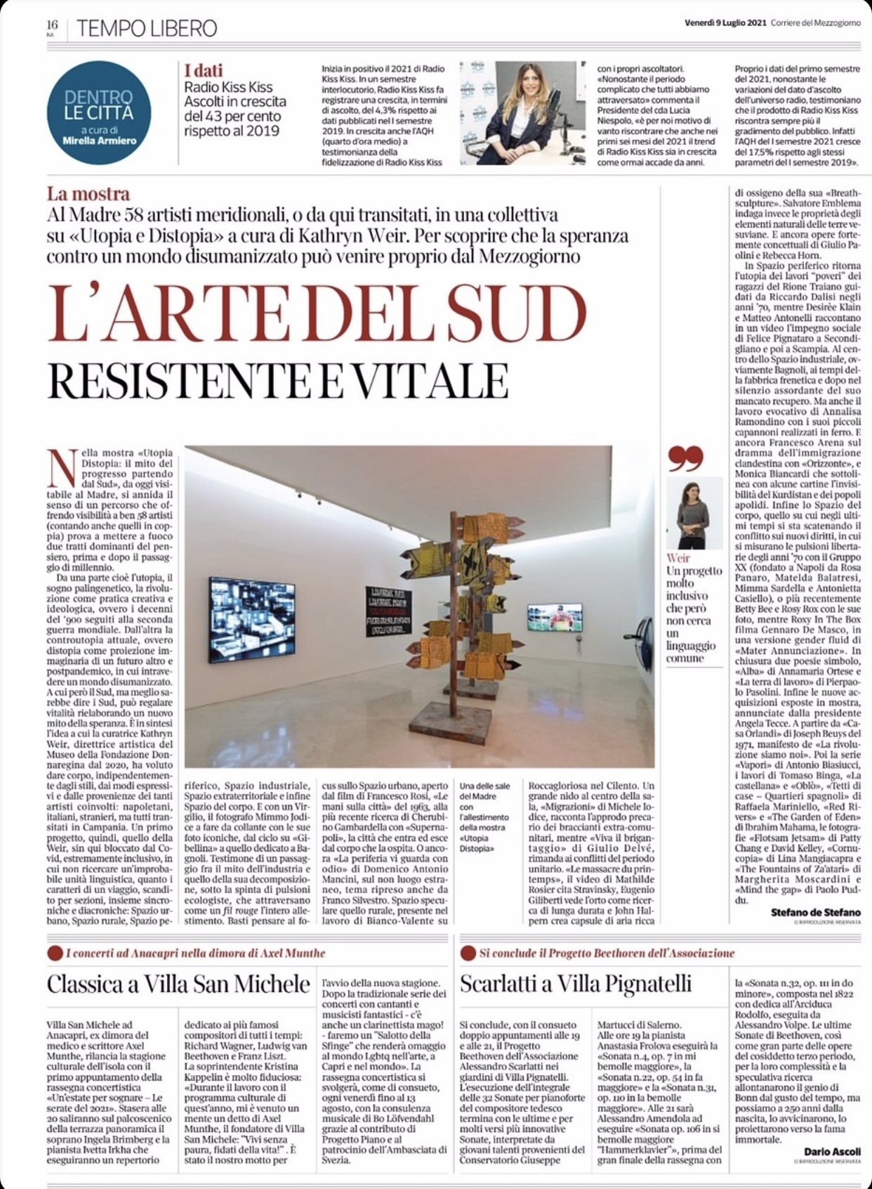 CORRIERE DEL MEZZOGIORNO - L'ARTE DEL SUD RESISTENTE E VITALE - Roxy in the Box