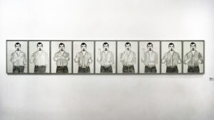 "You pissed me off" LIS (Italian sign language). Ink and watercolor on paper - 9 drawings - 50x35 cm - 2006. Roxy in the Box - PAN 2021-2022, Napoli.