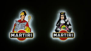 Saint Gennaro and Santa Patricia "Martyrs to drink" light boxes - 150x112 cm each - 2021. Roxy in the Box - PAN, Napoli.