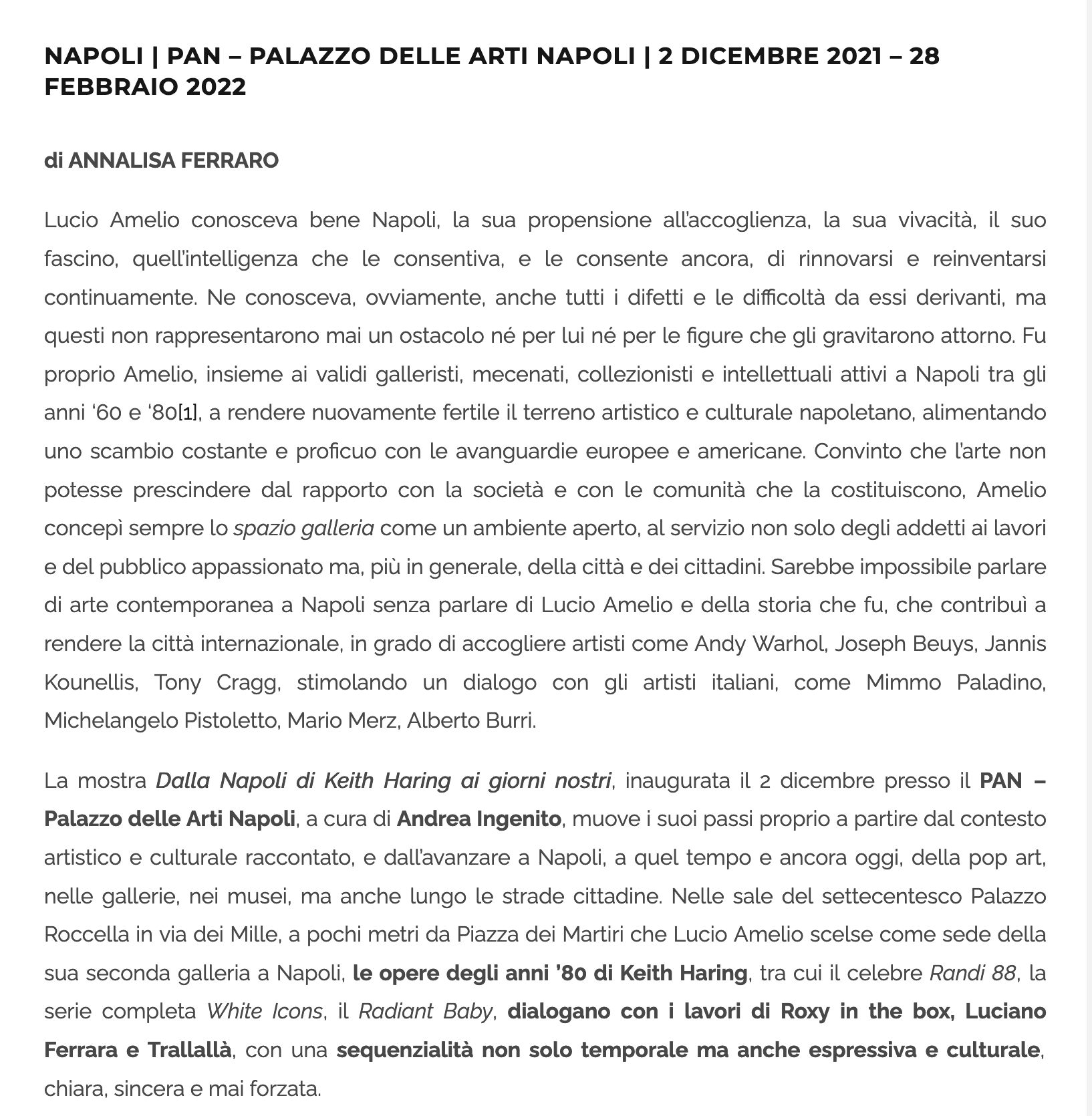 ESPOARTE - NAPOLI E LA POP ART AL PAN - Roxy in the Box