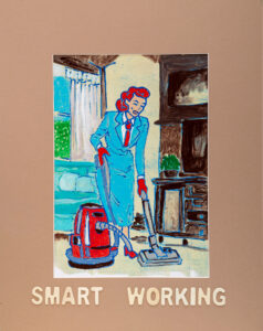 ROXY IN THE BOX - Social Pop Mirabilia "Smart Working" acrilico su carta 43,5 x 34,5 cm 2024