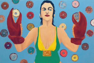 ROXY IN THE BOX - Social Pop Mirabilia "Ti prenderei per le palle" acrilico su tela, 100 x 150 cm 2021