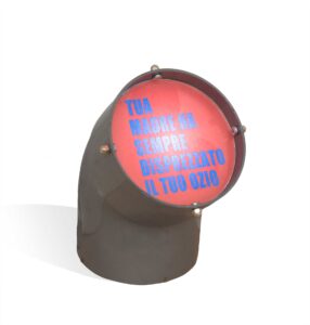 ROXY IN THE BOX - Social Pop Mirabilia "Tua madre ha sempre disprezzato il tuo ozio", backlit pvc, 27 x 19 x 17 cm, 2024